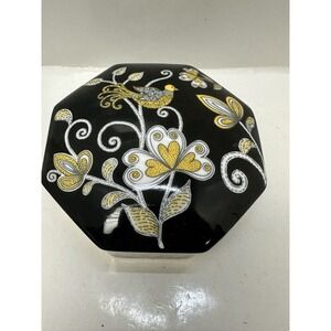 Vera Bradley Yellow Bird Trinket Box Ceramic Bowl with Lid Andrea by Sadek
